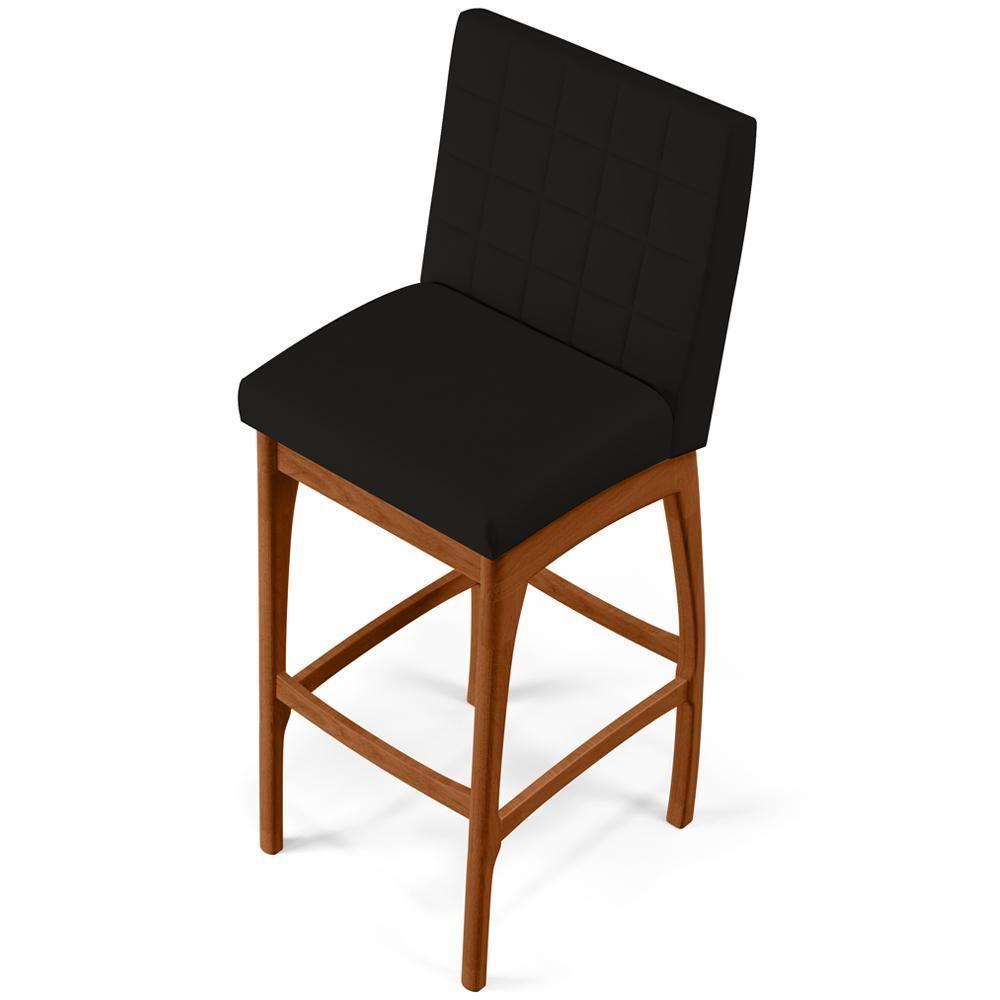 Kit 06 Banquetas Altas Para Cozinha B04 Suede Preto - 3