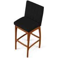 Kit 06 Banquetas Altas Para Cozinha B04 Suede Preto - 3