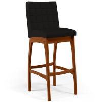 Kit 06 Banquetas Altas Para Cozinha B04 Suede Preto - 8