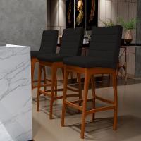 Kit 06 Banquetas Altas Para Cozinha B04 Suede Preto - 9