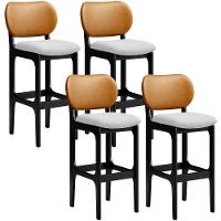 Kit 4 Banquetas Alta Betta Preto Whisky Linho Cinza - 1