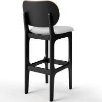 Kit 4 Banquetas Alta Betta Preto Whisky Linho Cinza - 2