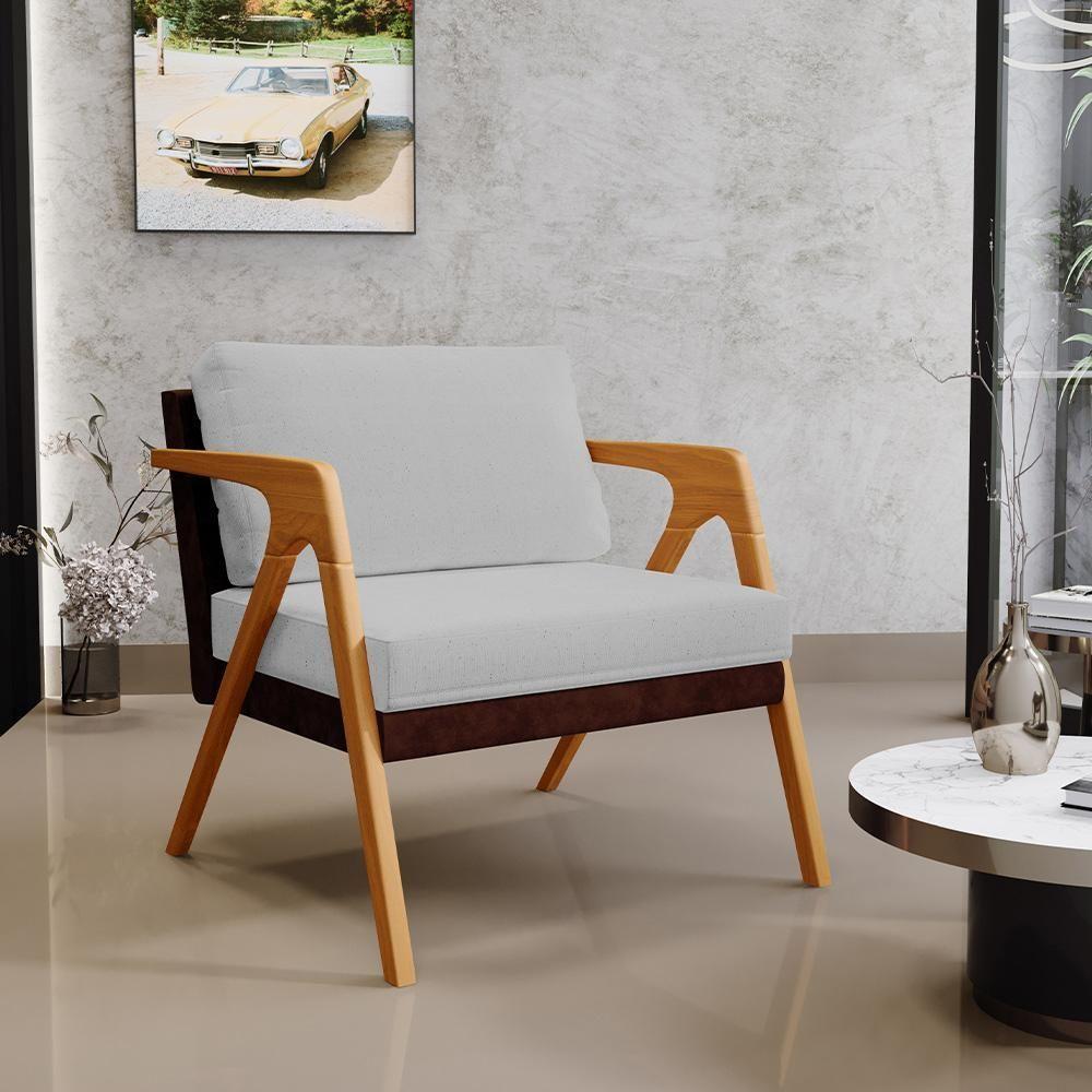 Kit 2 Poltronas Pietra L02 Couríssimo Marrom Linho Cinza - 8