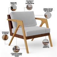 Kit 2 Poltronas Pietra L02 Couríssimo Marrom Linho Cinza - 6