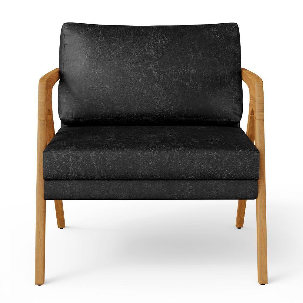 Kit 04 Poltronas Estrutura Madeira L02 Preto Brilho - 4