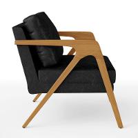 Kit 04 Poltronas Estrutura Madeira L02 Preto Brilho - 3