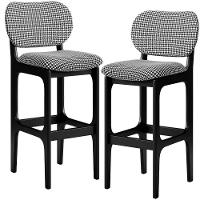 Kit 2 Banquetas Alta Betta Preto Suede Pied Poule - 1