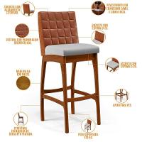 Banqueta Alta Para Cozinha B04 Camel Cinza - 6
