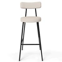 Kit 04 Banquetas Altas Estrutura Em Aço Milão Linho Bege