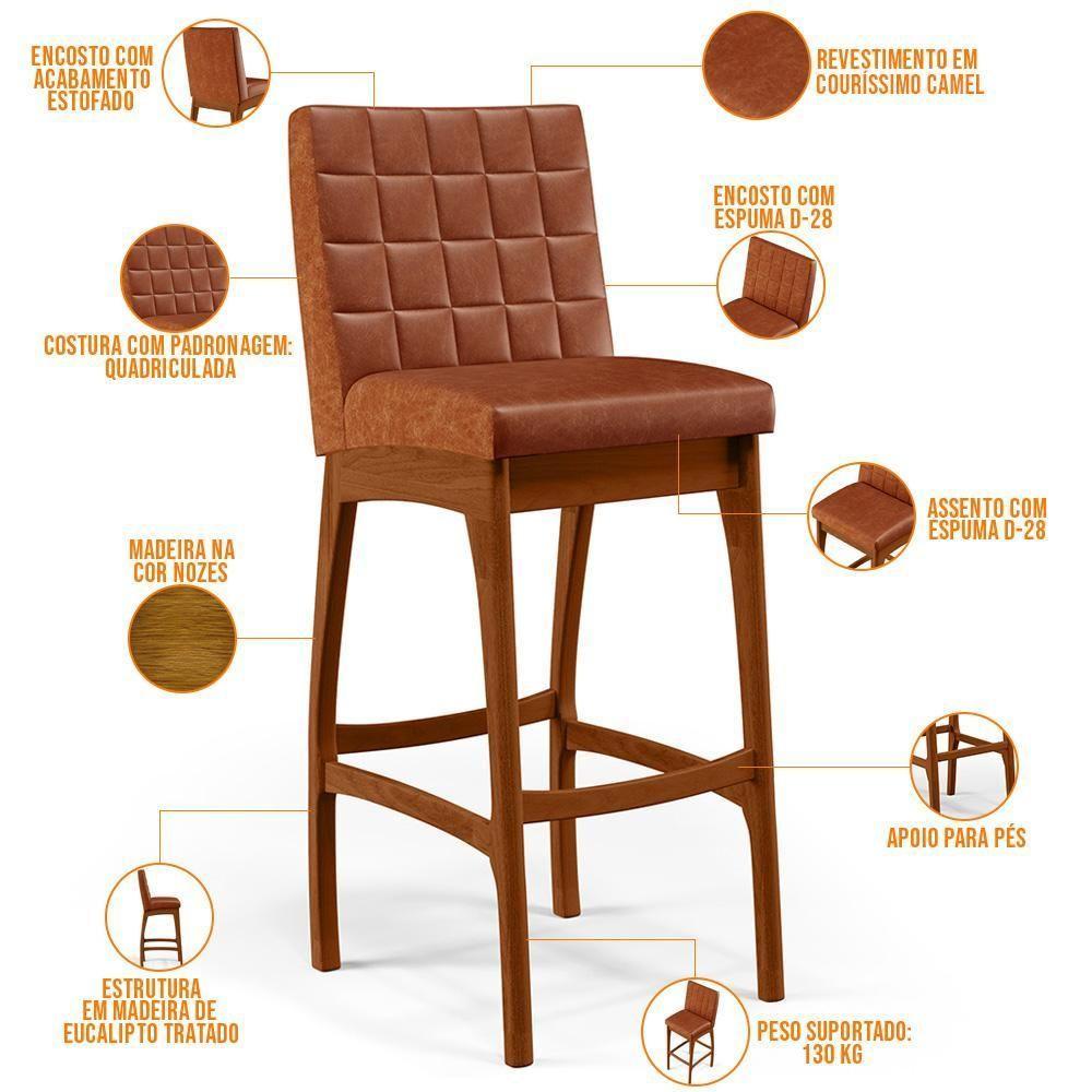 Kit 03 Banquetas Altas Mila Camel - 7