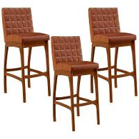 Kit 03 Banquetas Altas Mila Camel - 1