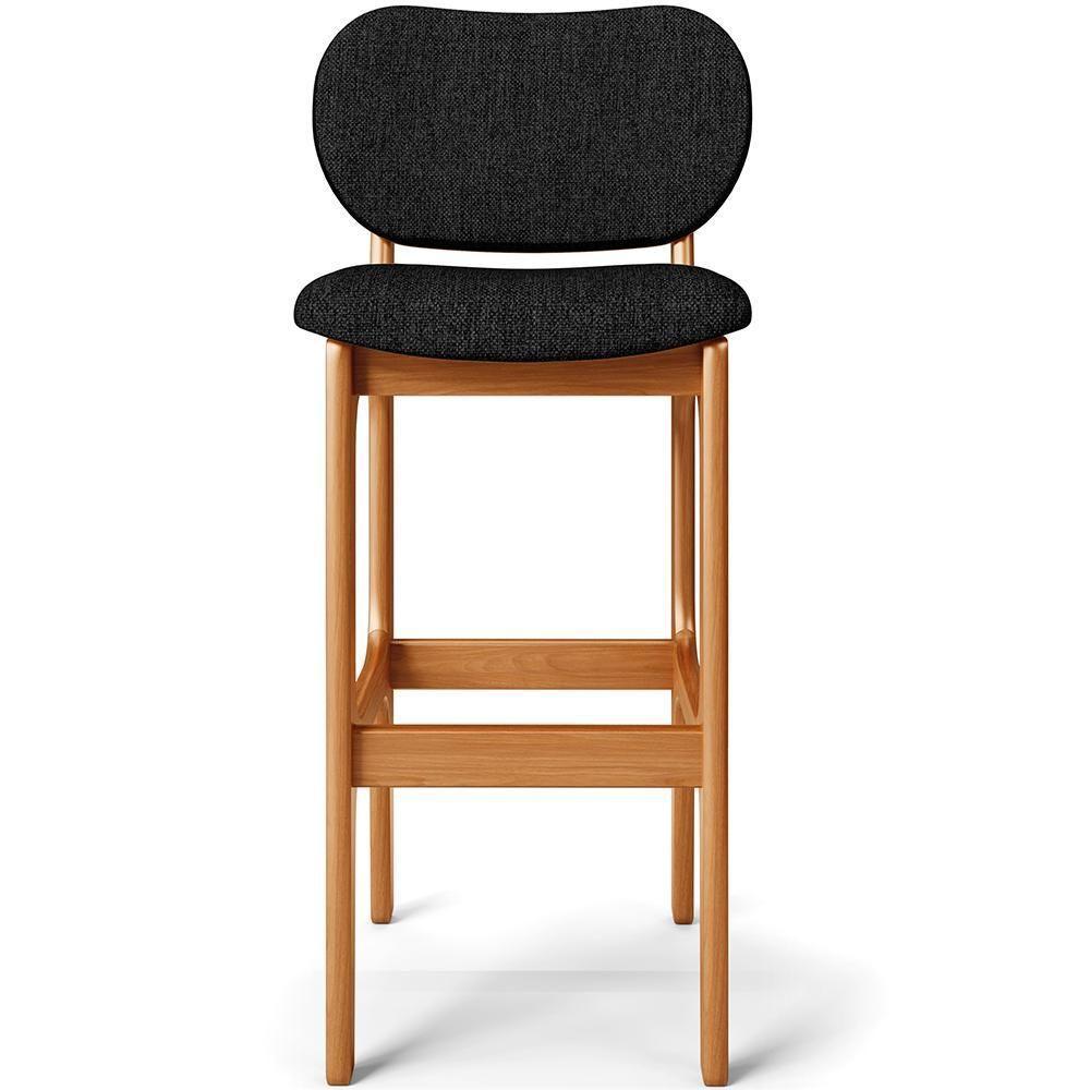 Kit 3 Banquetas Alta Betta Imbuia Linho Chumbo - 4