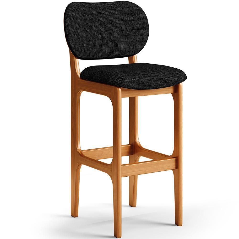 Kit 3 Banquetas Alta Betta Imbuia Linho Chumbo - 7