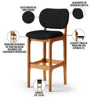 Kit 3 Banquetas Alta Betta Imbuia Linho Chumbo - 6