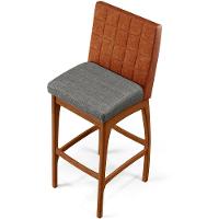 Kit 05 Banquetas Altas Mila Camel Linho Cinza Escuro - 3