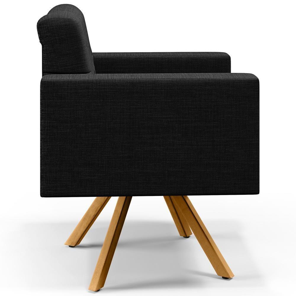 Poltrona Giratória Manu L02 Capitonê Linho Chumbo - 6