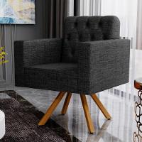 Poltrona Giratória Manu L02 Capitonê Linho Chumbo - 7