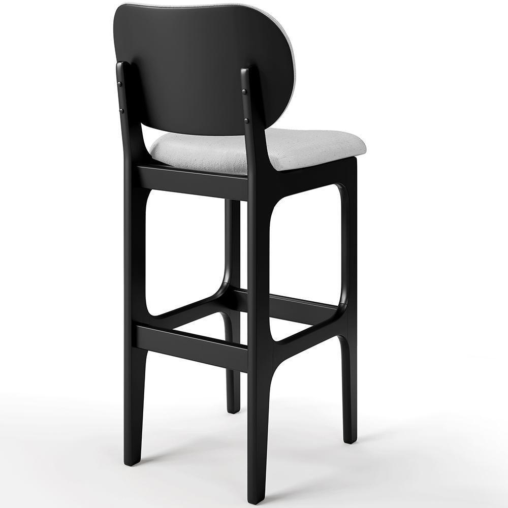 Kit 3 Banquetas Alta Betta Preto Linho Cinza - 2