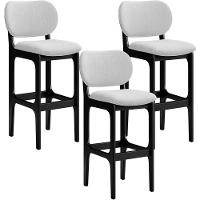 Kit 3 Banquetas Alta Betta Preto Linho Cinza - 1