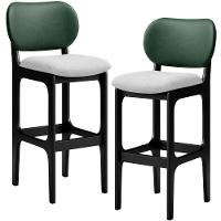 Kit 2 Banquetas Alta Betta Preto Facto Verde Linho Cinza - 1