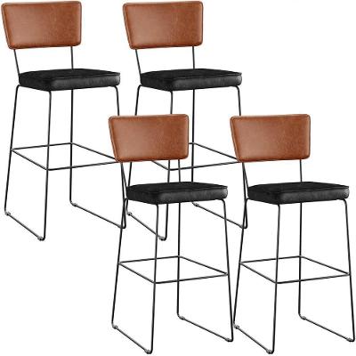 Kit 04 Banquetas Altas Camel Preto