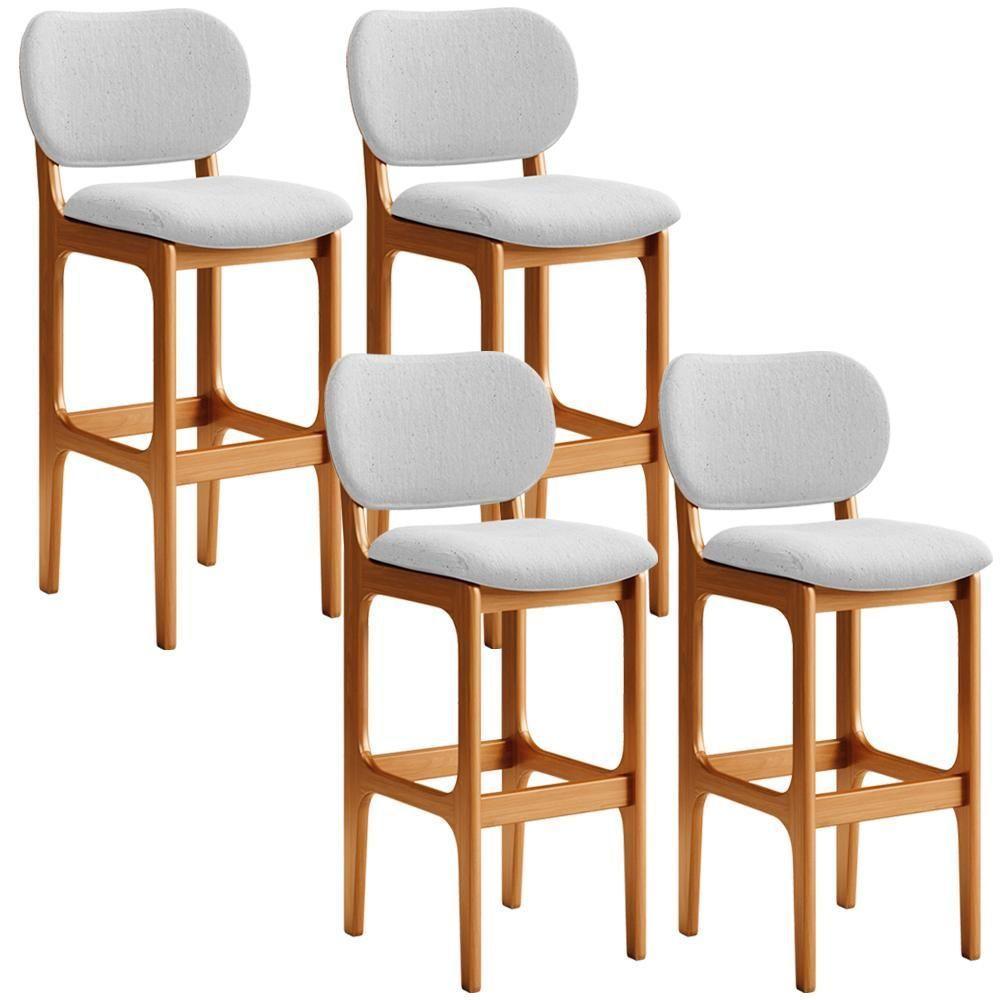 Kit 4 Banquetas Alta Betta Imbuia Linho Cinza - 1