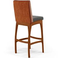 Kit 06 Banquetas Altas Mila Camel Linho Cinza Escuro - 2