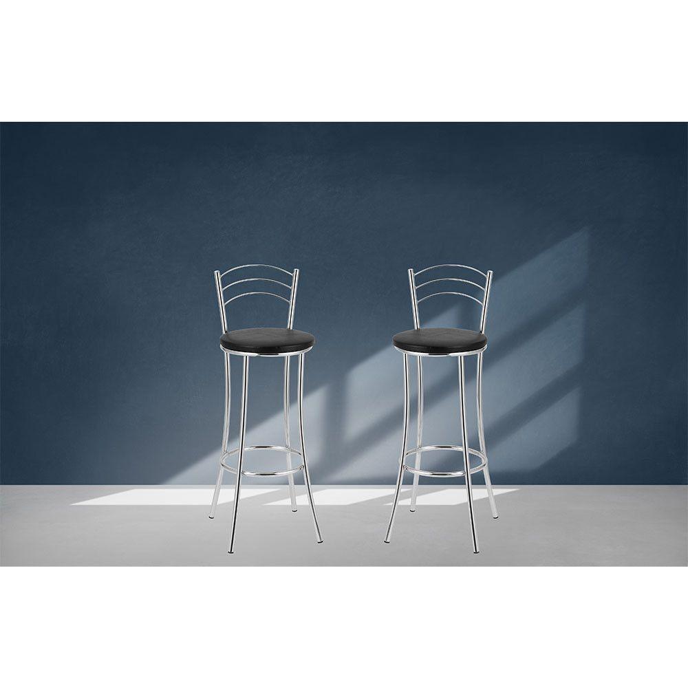 Kit 2 Banquetas com Encosto Treparoni Preto - 1