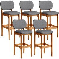 Kit 5 Banquetas Alta Cozinha Betta L02 Imbuia Cinza Escuro - 1