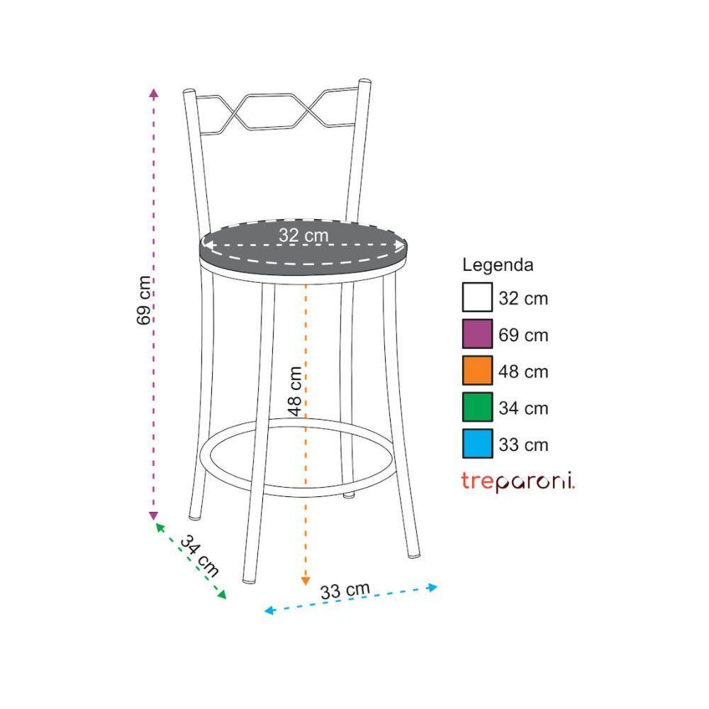 Kit 2 Banquetas Cromadas Assento Espuma D15 Treparoni Bege - 1