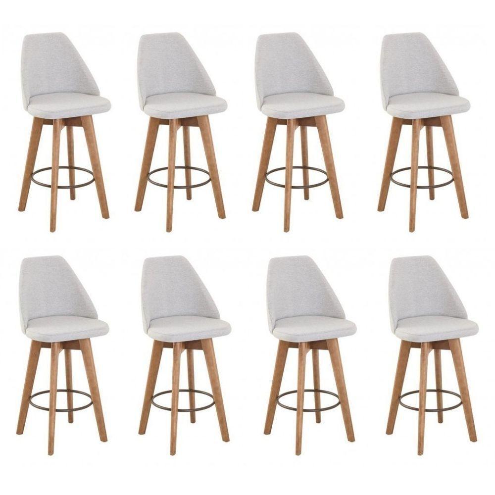 Kit 8 Banquetas Gourmet Giratória Maya-tecido Linho - 1