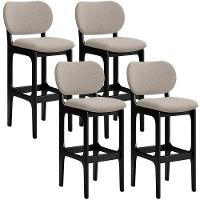 Kit 4 Banquetas Alta Bar Cozinha Betta L02 Preto Linho Bege - 1