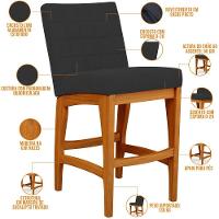 Kit 02 Banquetas Baixa Cozinha Bancada L02 Preto - 6