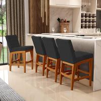 Kit 02 Banquetas Baixa Cozinha Bancada L02 Preto - 7