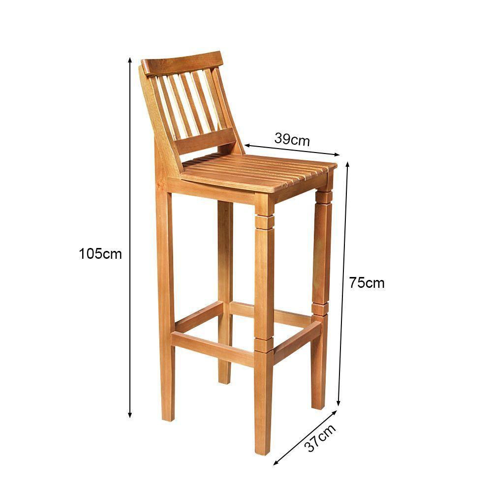 Conjunto Bistrô Mesa Com 2 Banquetas Confort Ripada Castanha - Marrom - 2