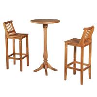 Conjunto Bistrô Mesa Com 2 Banquetas Confort Ripada Castanha - Marrom - 1