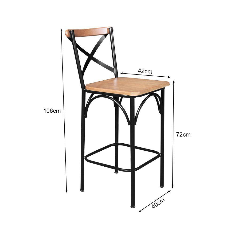 Kit 6 Banquetas Alta Industrial Paris Base Alumínio Com Encosto - Natural - Bege - 2