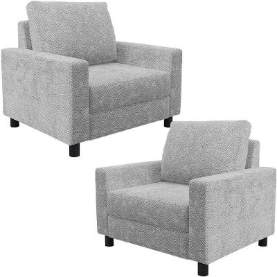 Kit 02 Poltronas Decorativas Malta L02 Bouclé Cinza Lyam Decor