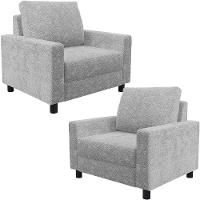 Kit 02 Poltronas E Recepção Malta L02 Bouclê Cinza - 1