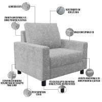 Kit 02 Poltronas E Recepção Malta L02 Bouclê Cinza - 11