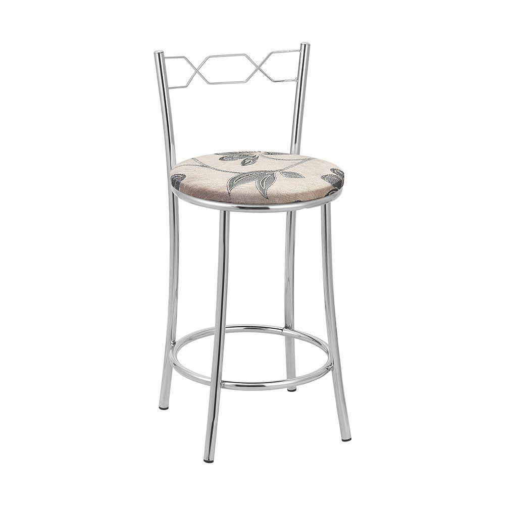 Kit 2 Banquetas Cromadas Assento Espuma D15 Treparoni Bege - 1