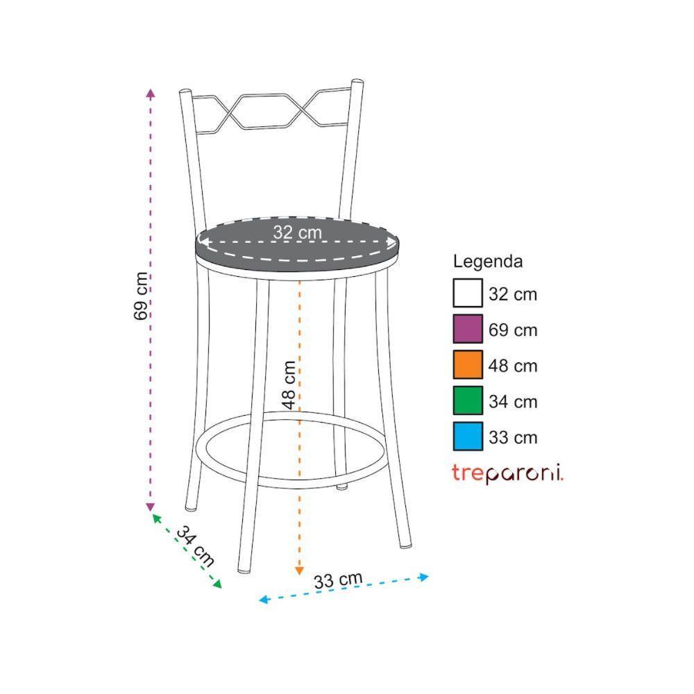 Kit 2 Banquetas Cromadas Assento Espuma D15 Treparoni Bege - 2