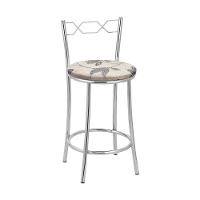 Kit 2 Banquetas Cromadas Assento Espuma D15 Treparoni Bege - 1