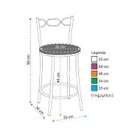 Kit 2 Banquetas Cromadas Assento Espuma D15 Treparoni Bege - 3