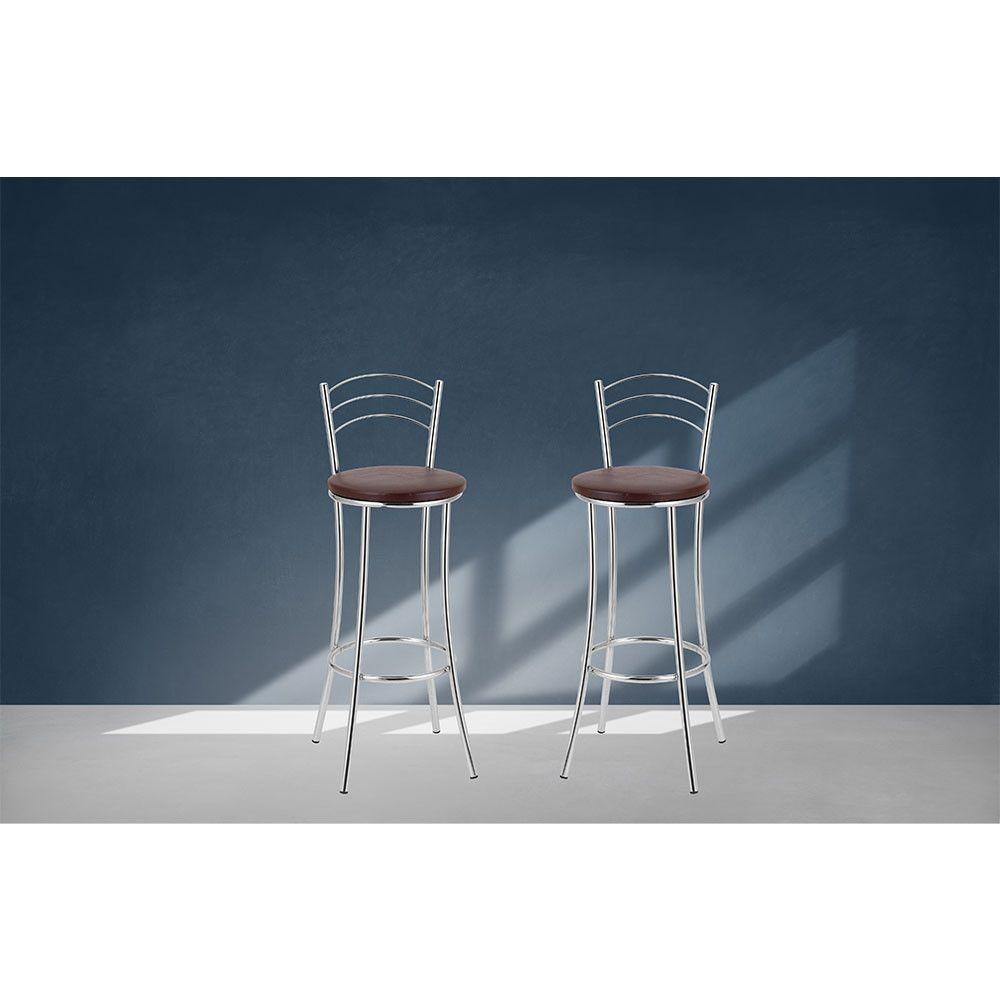 Kit 2 Banquetas Com Encosto Treparoni Marrom - 1