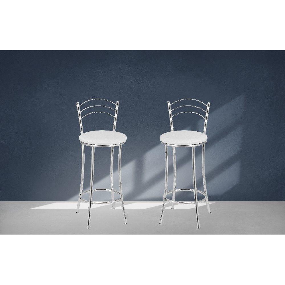 Kit 2 Banquetas Altas Com Encosto Treparoni Branco - 1