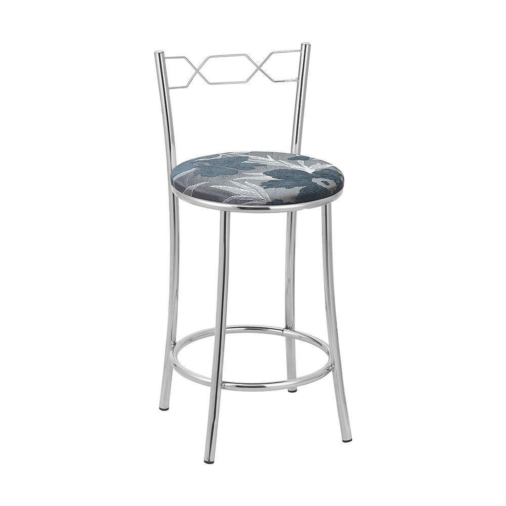 Kit 2 Banquetas Cromadas Assento Espuma D15 Treparoni Azul - 1