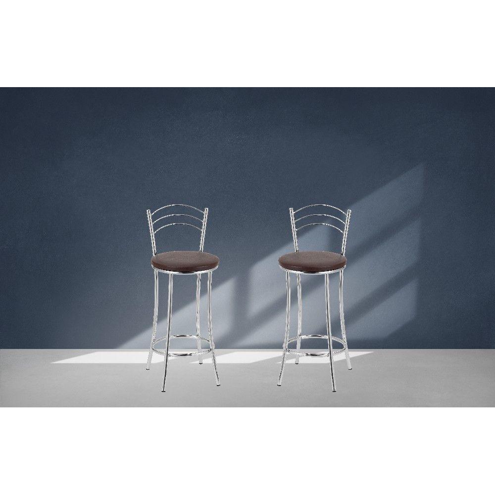 Kit 2 Banquetas Altas Com Encosto Treparoni Marrom - 1