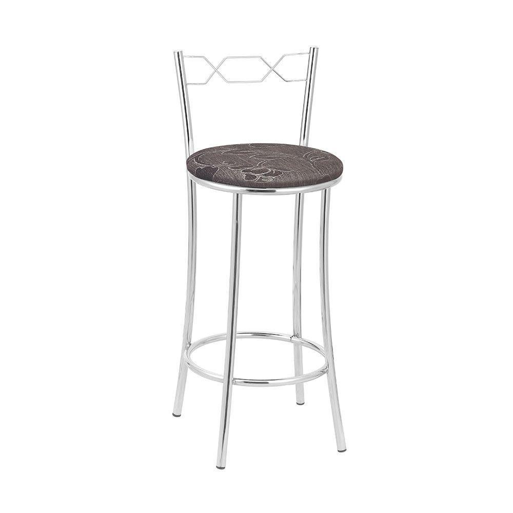 Kit 2 Banquetas Cromadas Assento Espuma D15 Treparoni Marrom - 1