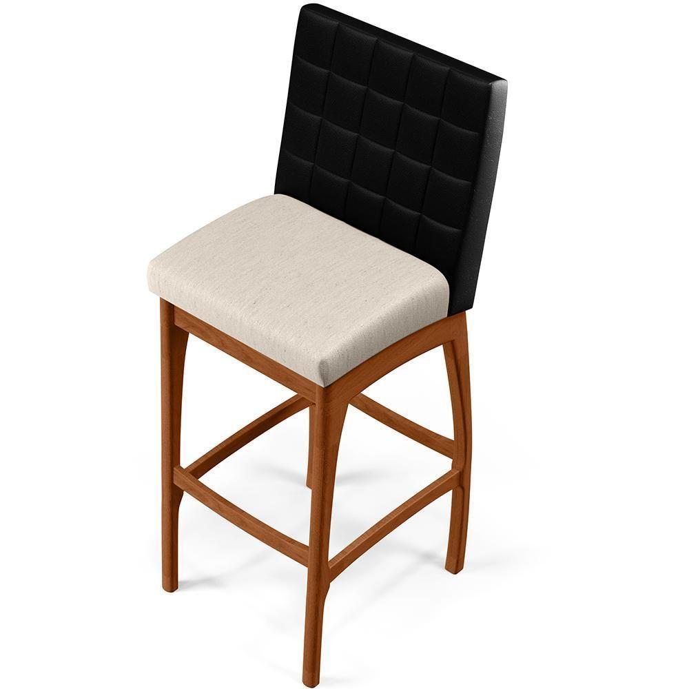 Kit 03 Banquetas Altas Cozinha B04 Preto Cru - 3